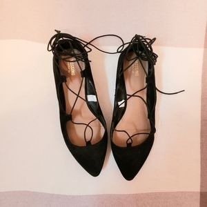 Black lace up flats